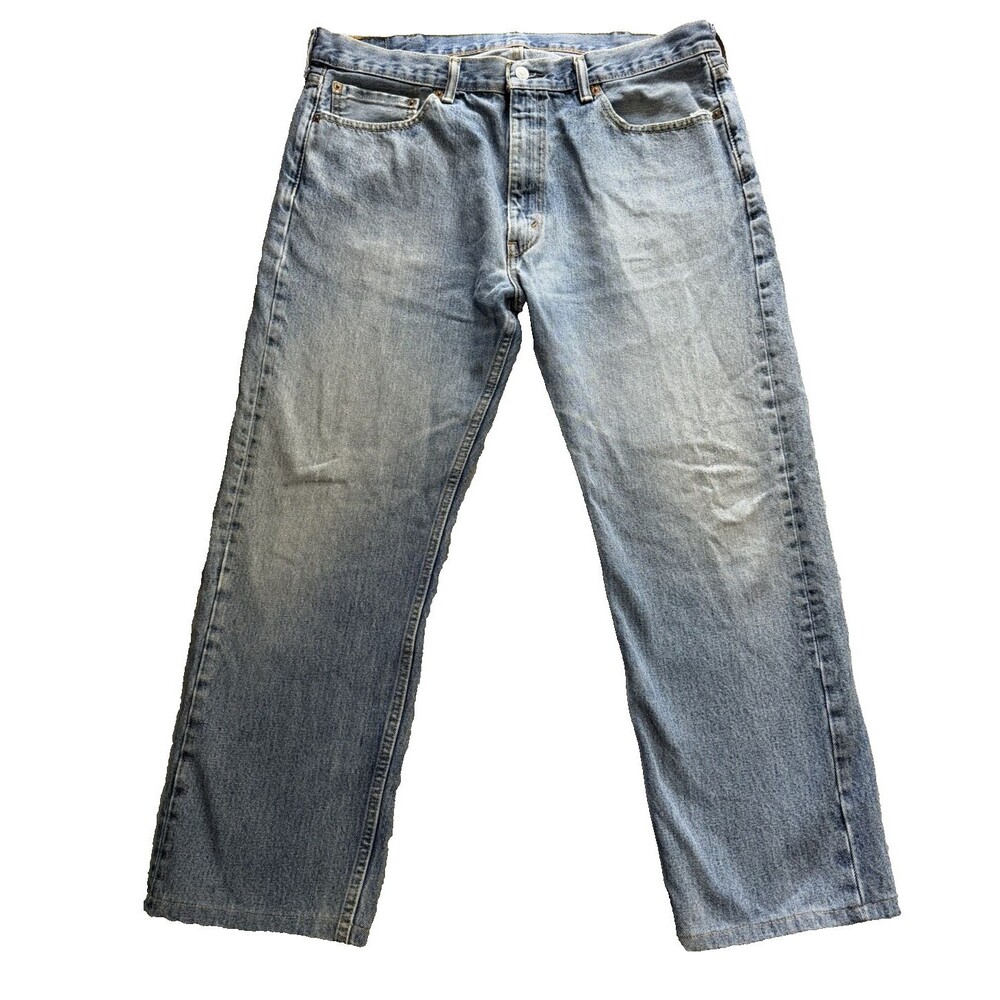 Levis 505 38x30 Regular Fit Mens Blue Jeans Medium Wash Straight Leg Denim